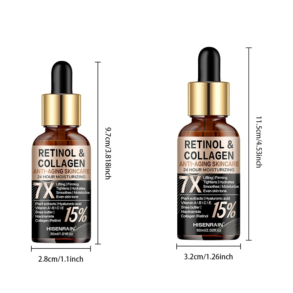 HISENRAIN Retinol Collagen Face Serum - Anti-Aging Intense Moisturizer, Reduce Wrinkles Fine Lines & Firm Skin. Oasis Select