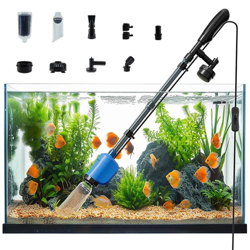 32W 6 in 1 Electric Aquarium Vacuum Cleaner, Multi-functional Automated Fish Tank Gravel Cleaner Oasis Select 1