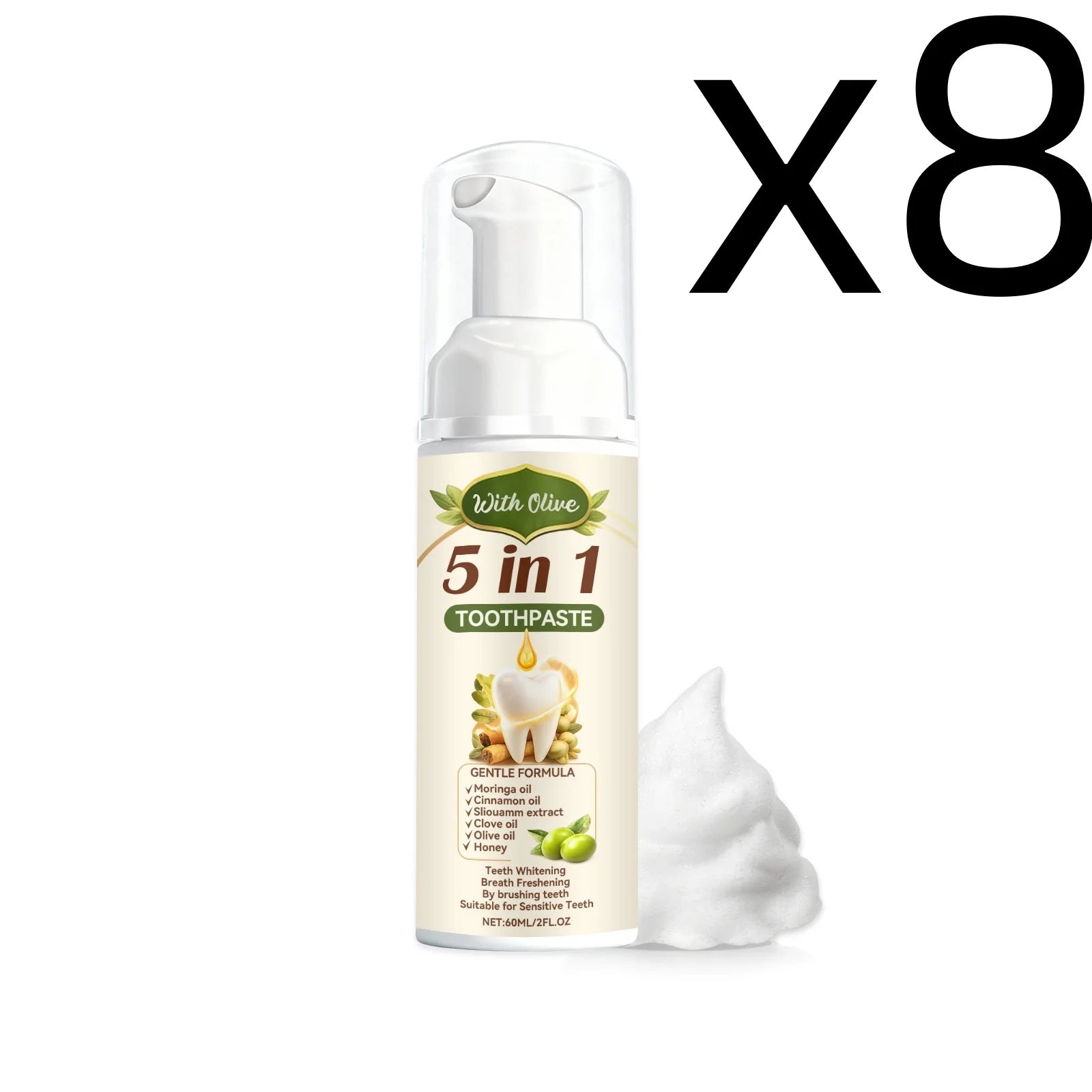 Olive Teeth Clean Toothpaste – Deep Cleaning & Fresh Breath Whitening Toothpaste Oasis Select 60ml X 8PCS