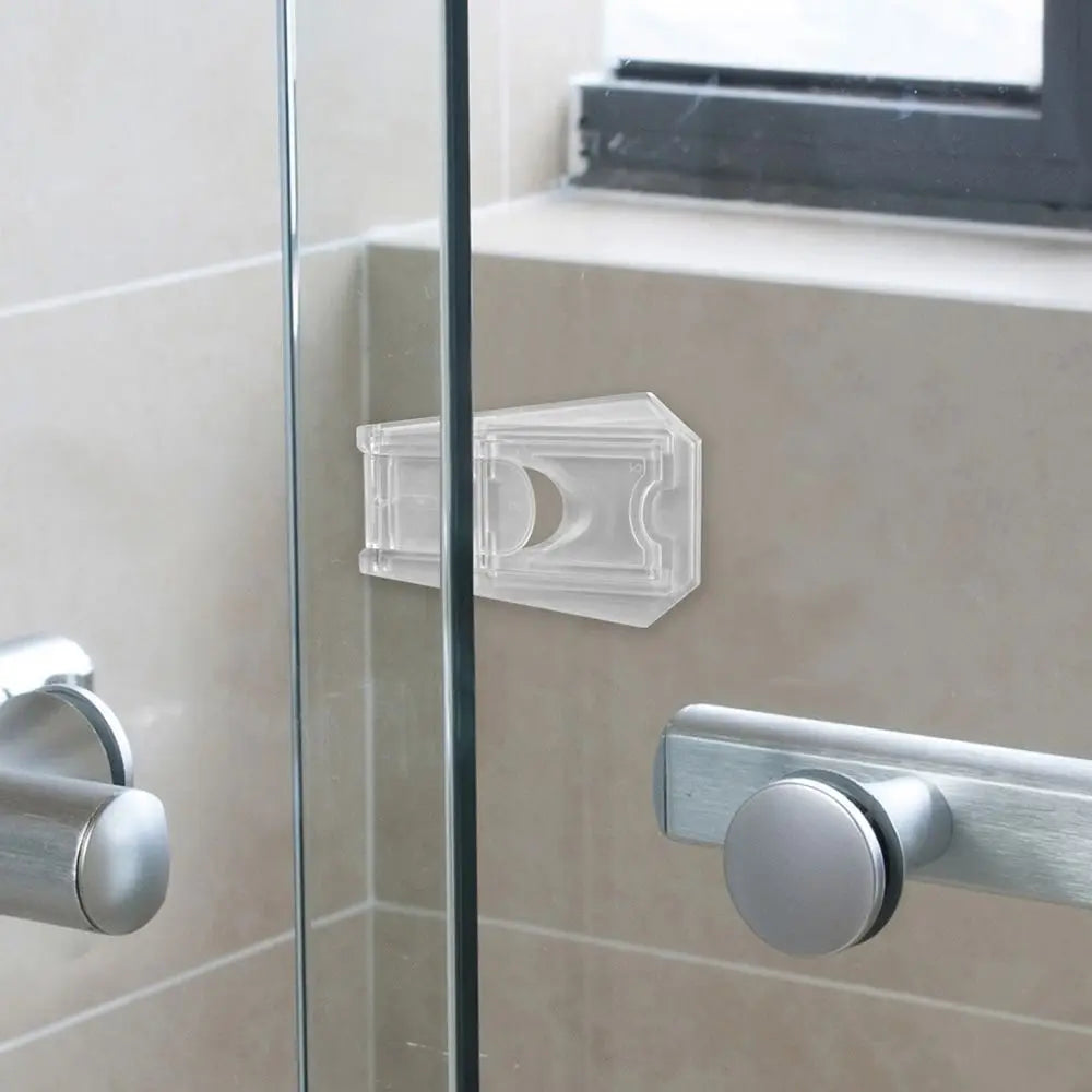 Transparent Sliding Door Lock Self-adhesive Anti-pinch Sliding Sash Stopper Strong Fixation Cabinet Door Lock Oasis Select