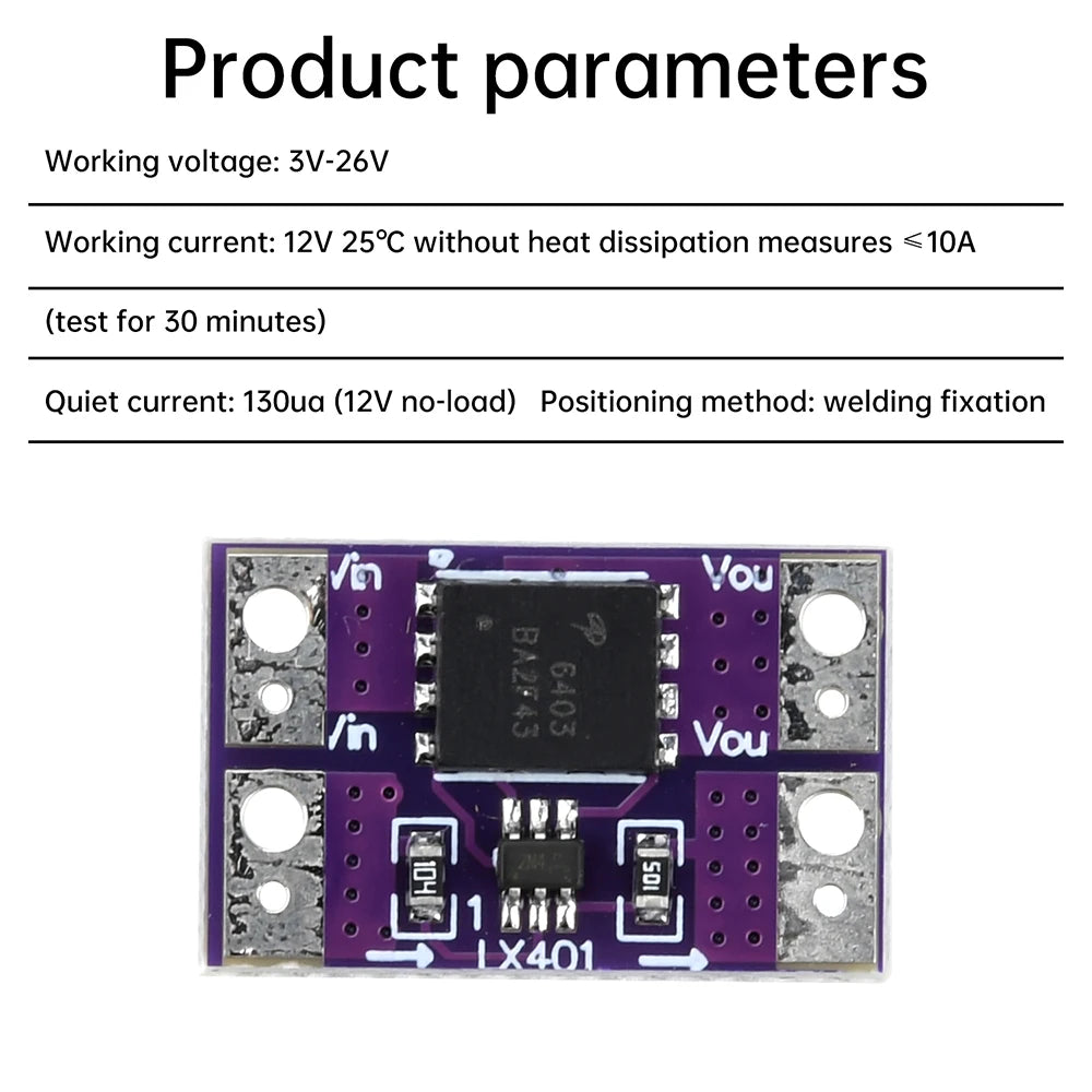 10A Ideal Diode Module Solar Charging Backflow Prevention Low Internal Resistance Analog Rectifier 3-26V Oasis Select