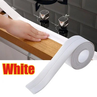 PVC Waterproof Sealing Tape Bathroom Toilet Caulk Tapes Kitchen Sink Countertop Mildew Fouling Proof Sealer Self Adhesive Strip Oasis Select white 1m 3.8cm