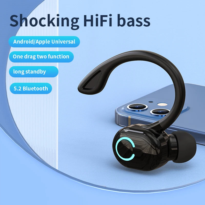 Wireless Bluetooth Earphones HIFI Bass With HD MIC Ear-Hook Earbuds Noise Cancelling Life Waterproof Game Sports Music Headsets Oasis Select