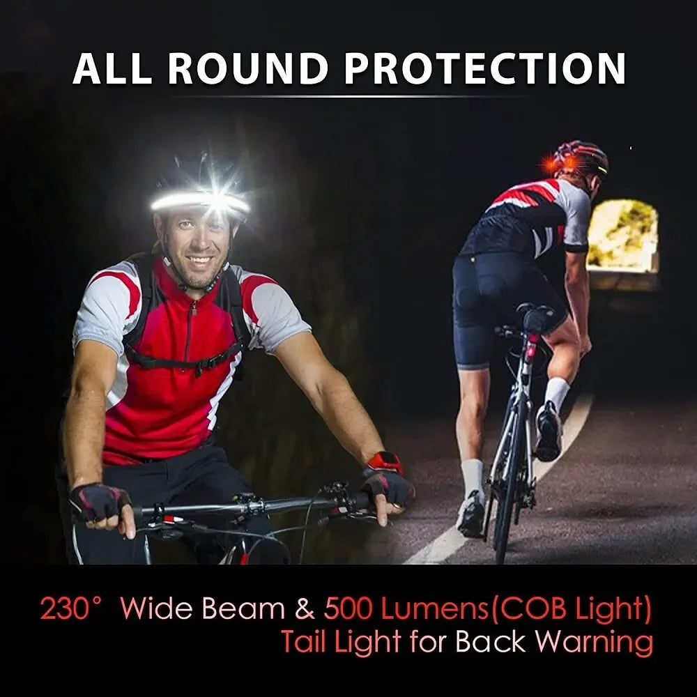 Rechargeable Headlamp 3Lighting Modes COB with Tail Red Light Wide Angle Lighting for Outdoor Running Camping Work Oasis Select