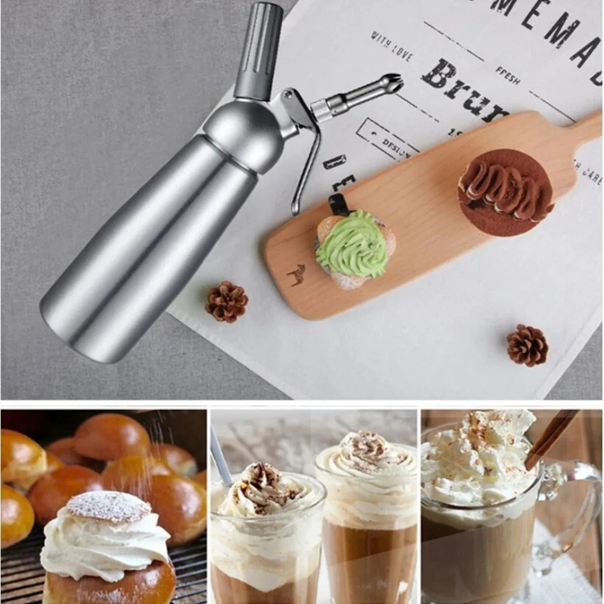 500/1000ml Cream Foam Gun Cake Piping Gun Siphon Squeeze Bottle Dessert Tool Squeeze Bottle Dessert Tool Kitchen Accessories Oasis Select
