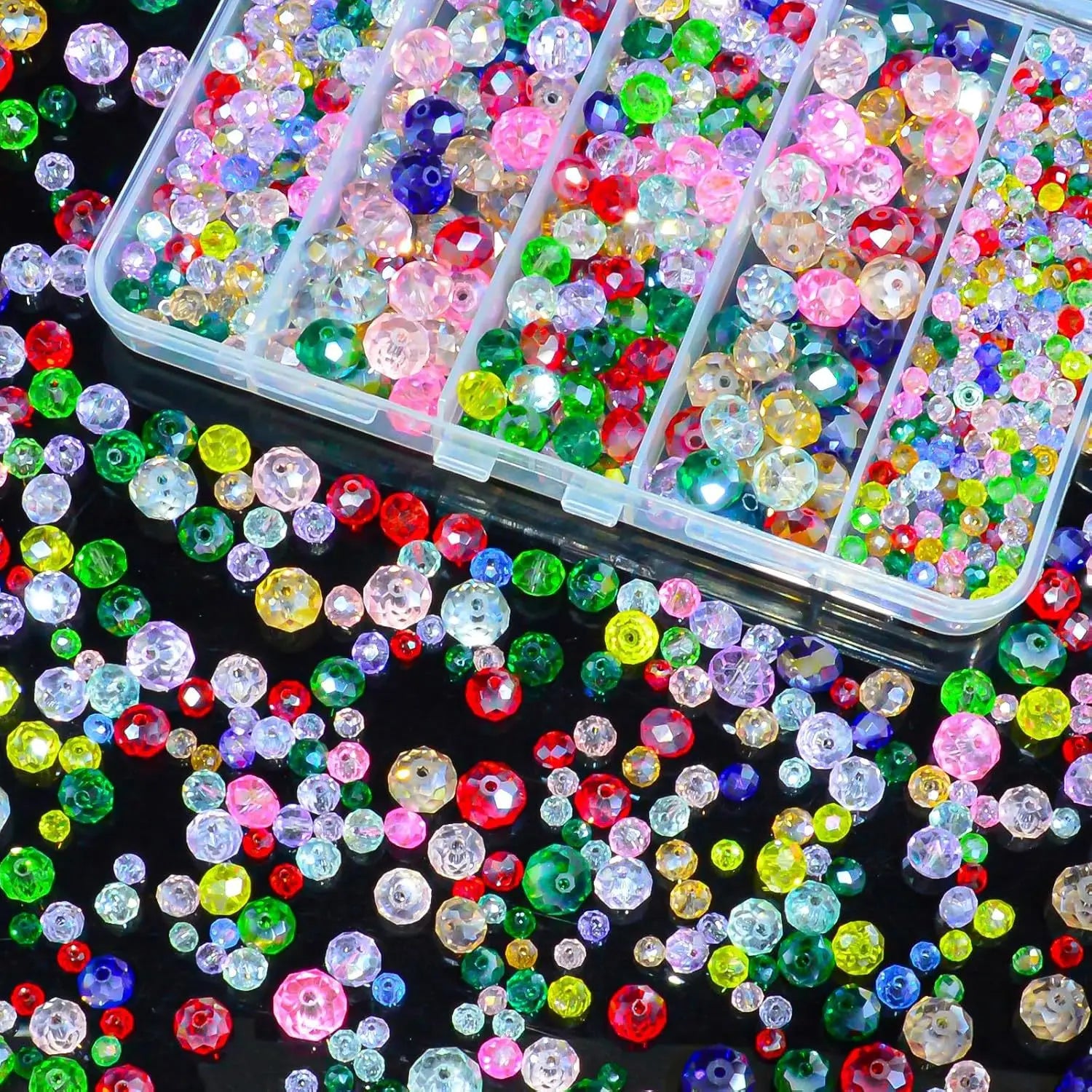 800Pcs 4/6/8/10mm Crystal Glass Beads for Jewelry Making Beads for Bracelets Necklace Pendants Making Supplies Oasis Select 2