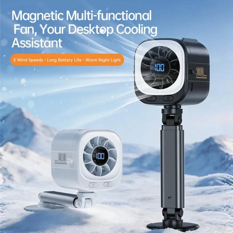 3000mAh Portable Fan Magnetic Base Fan with Reusable Adhesive 15000RPM USB Fast Charge for Metal Surfaces Wall Mount Outdoors Oasis Select