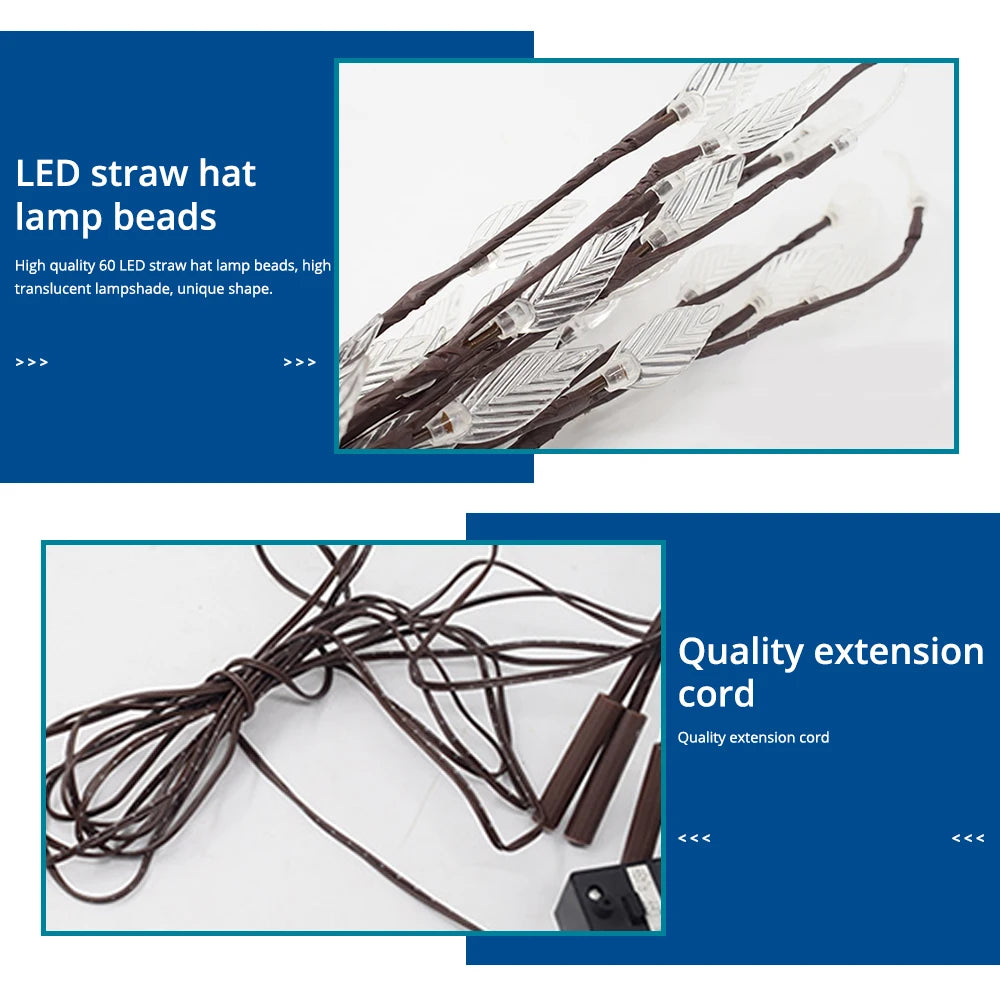Solar Leaf String Lights – 60 LED Waterproof Garden Lamp 5m