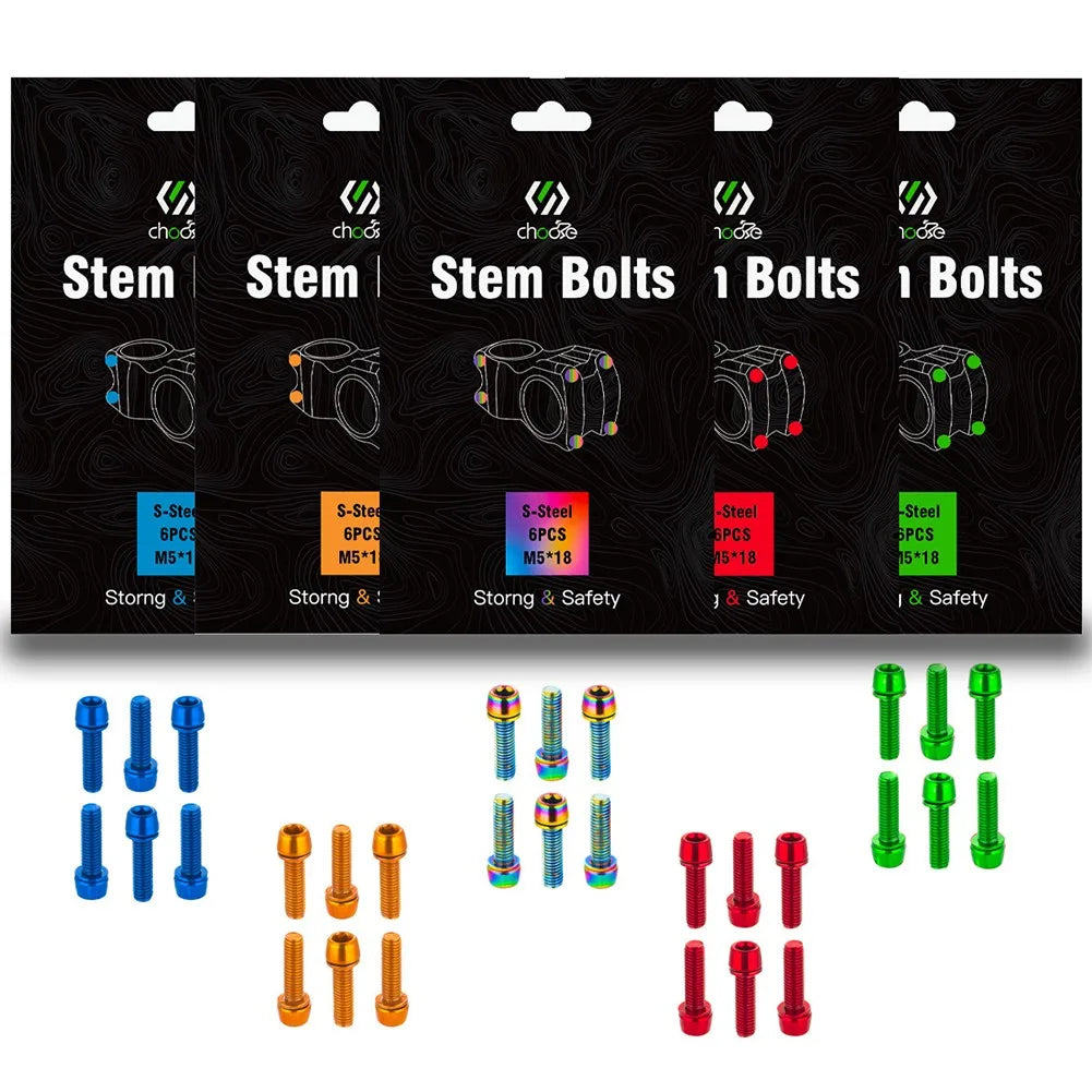 6Pcs M5 18mm Screws MTB Bike Aluminum Alloy Bolts Handlebar Stem Shifter Screws Fasteners Mountain Bicycle Cycling Parts Oasis Select