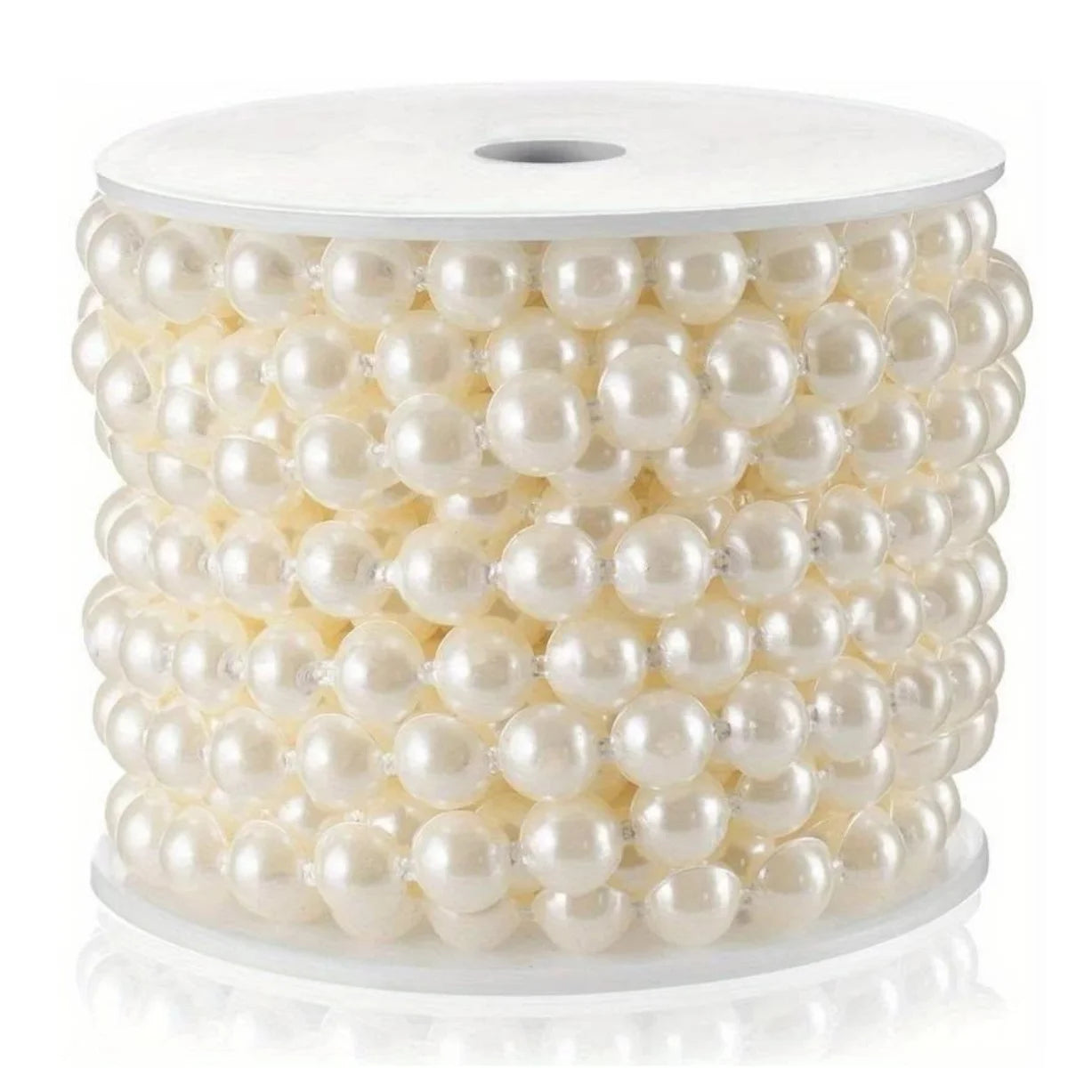 25M 6MM Bead Ball Chain Craft Pearls String Faux Pearl Garland Spool Roll Strand Wedding Party Christmas Tree Decorations Oasis Select Beige