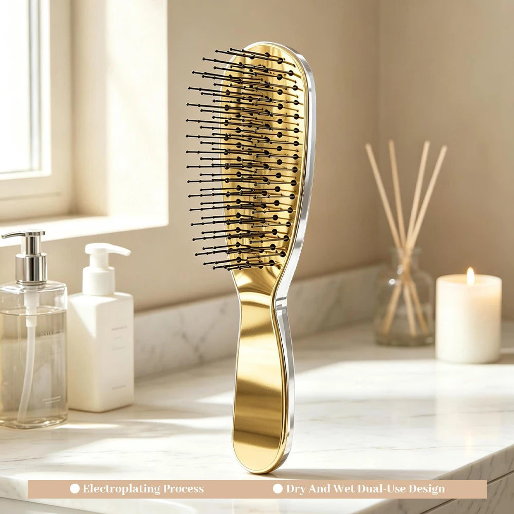 Rose Gold Scalp Massage Brush – Detangling Shampoo Comb Scalp Massage Brush Oasis Select M228-Gold