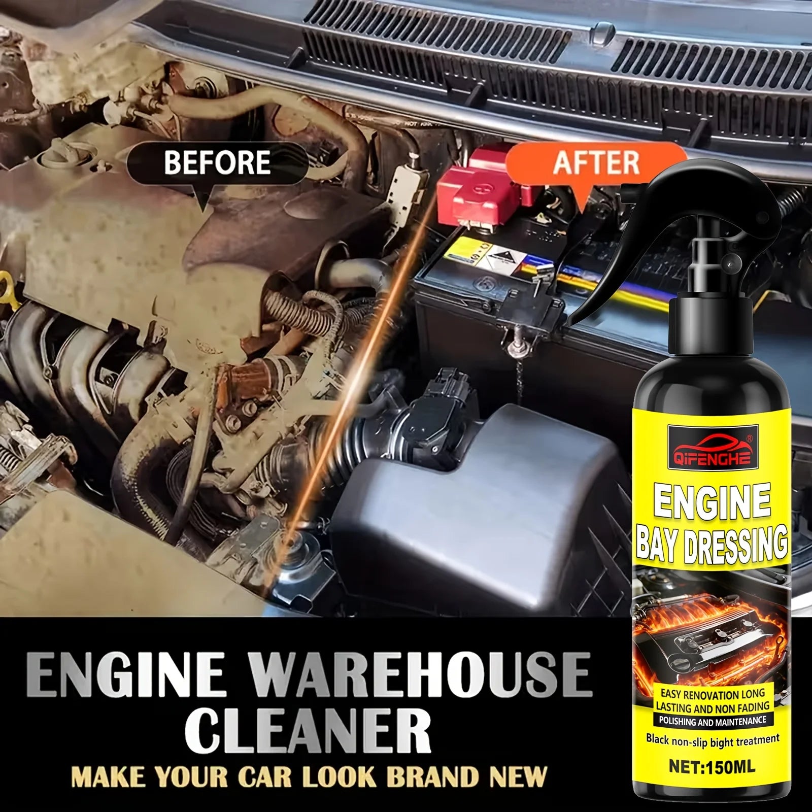 Car Engine Warehouse Cleaner Quick Removes Heavy Oil Stain Degreaser 5.07oz Engine Compartment Wash Sprayer, Engine Cleaner for Oasis Select