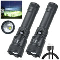 High Strong Power Led Flashlights Tactical Zoom Rechargeable Torch Built-in Battery Spotlights Outdoor Camping Emergency Lantern Oasis Select 2PCS ZOOM Built in battery