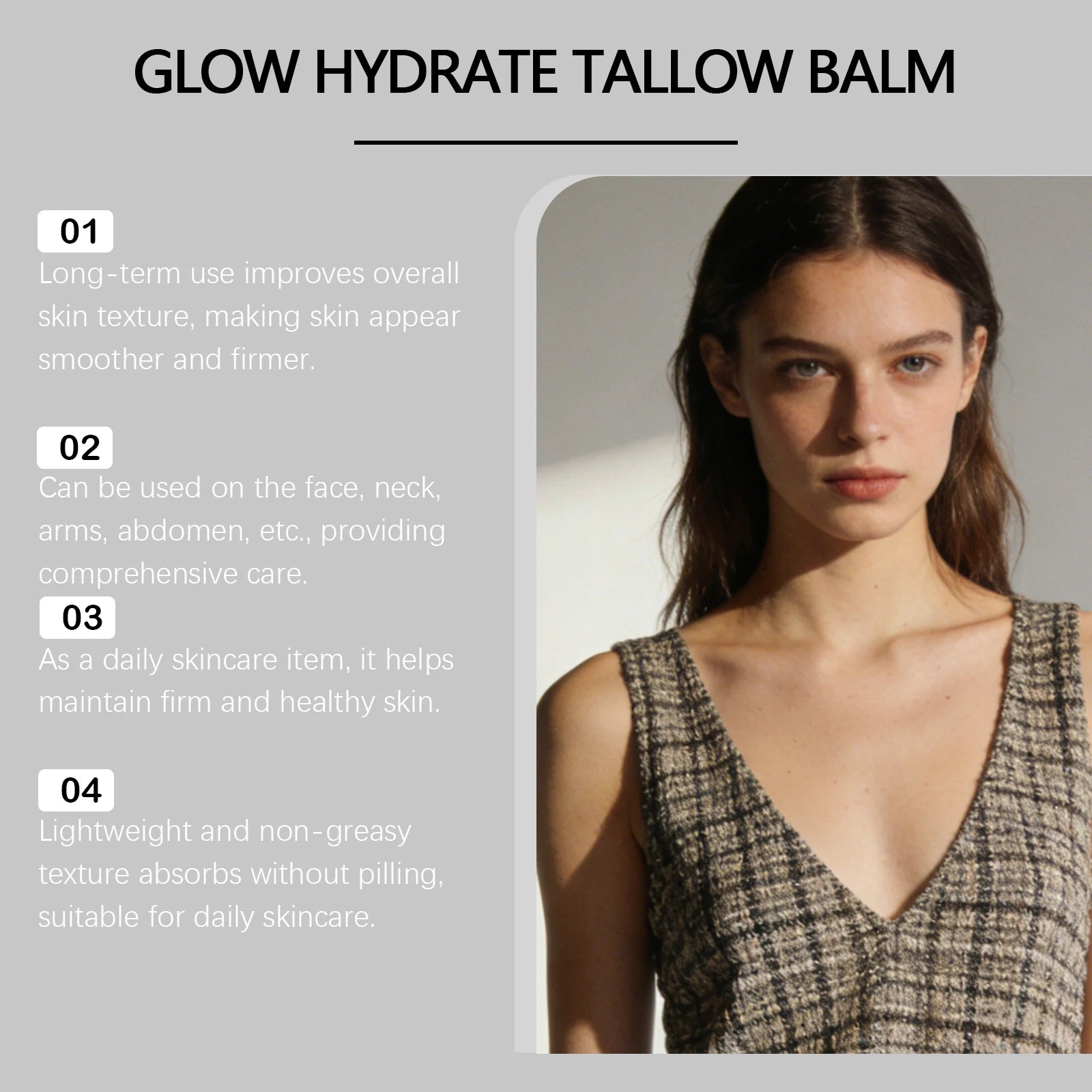 Ghk-Cu Tallow Balm Face & Body Cream Moisturizer Hydrating Nourishing Firming Radiance Boost Lightweight Fast Absorbing Skincare Oasis Select
