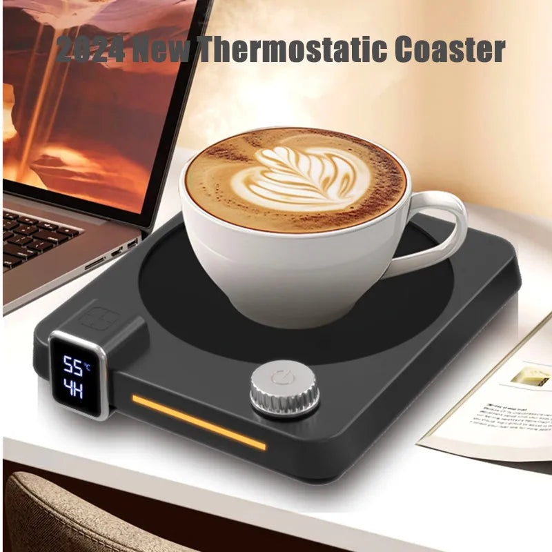 2025 New Thermostatic Cup Mat Coffee Heating Cup Mat Speed Heating Timer 9-speed Knob Control Dormitory Home Gift Cup Mat Oasis Select