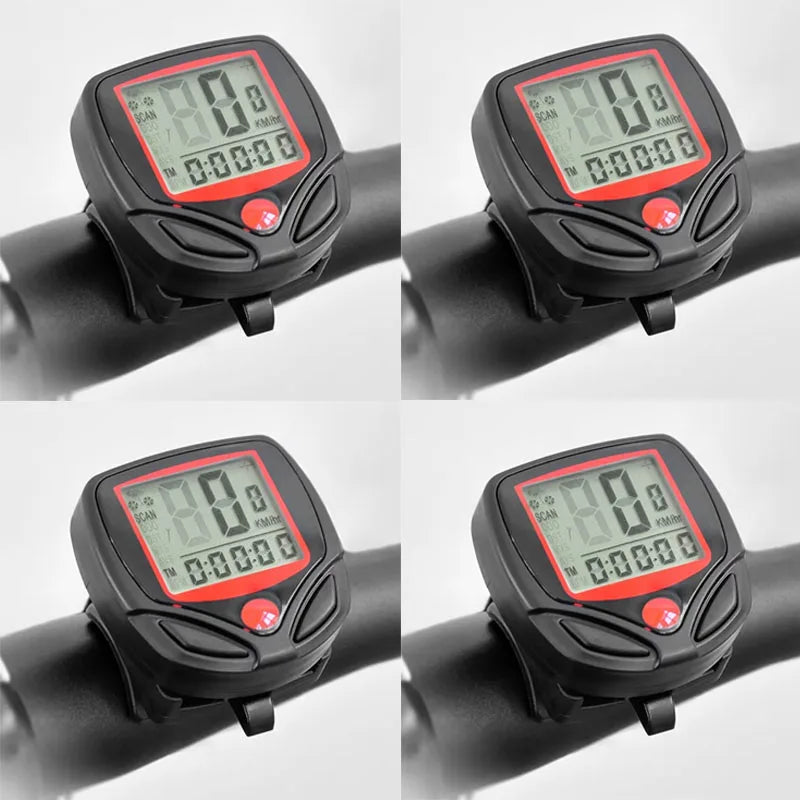 1/2/3/4pcs Bicycle Cycling Computer LCD Display Wired Odometer Of Functions Accurate Recording Auto Sleep Replaceable Battery Oasis Select 4pcs Red