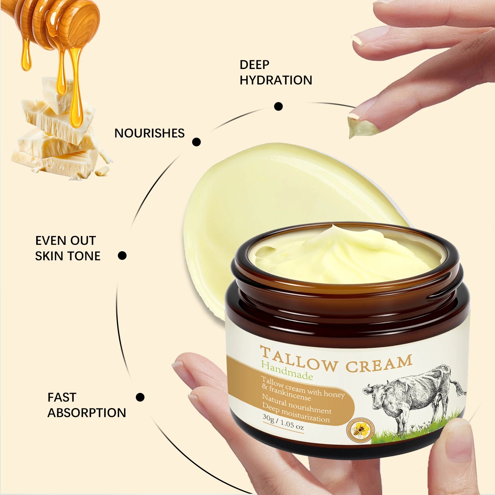 Organic Tallow Balm – Natural Face Moisturizer | YURHERSU 50ml Face Tallow Balm Oasis Select