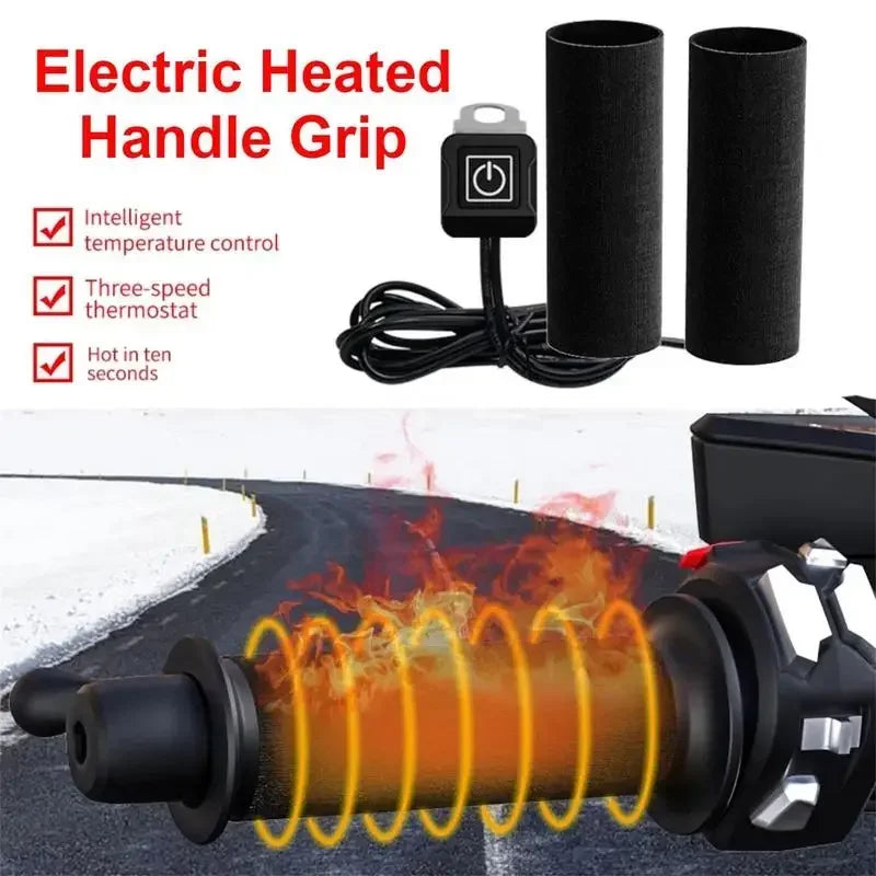 Winter Motorcycle Electric Heating Handle Grip 12V Intelligent Heated Handlebar Grip Cover With 3 Gear Control For Motorcycle Oasis Select