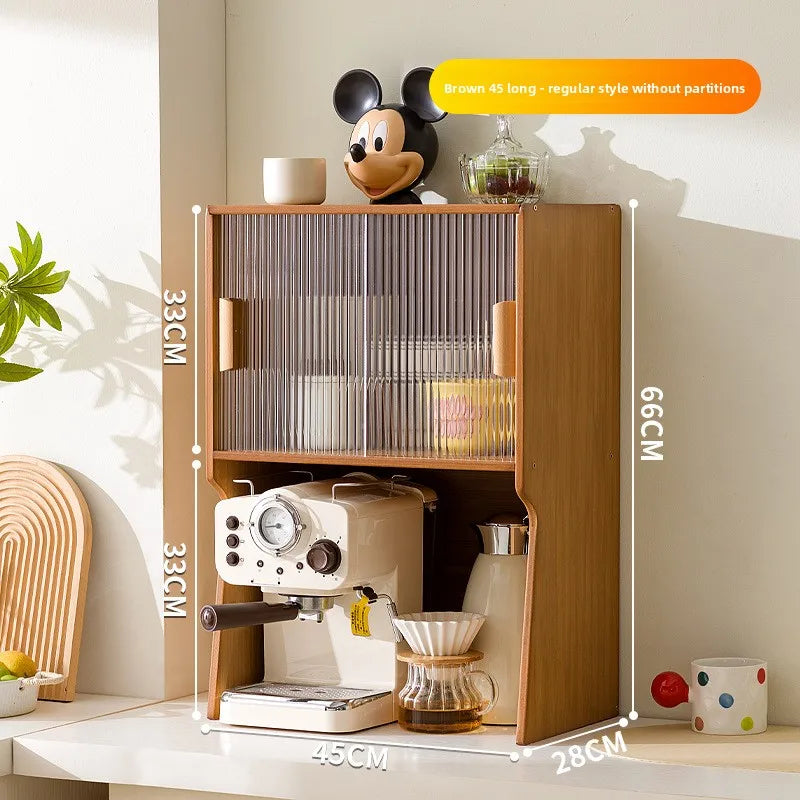 Cup storage rack desktop dining side coffee machine kettle storage cabinet multi-layer dustproof water cup tea set cup holder Oasis Select Brown 45