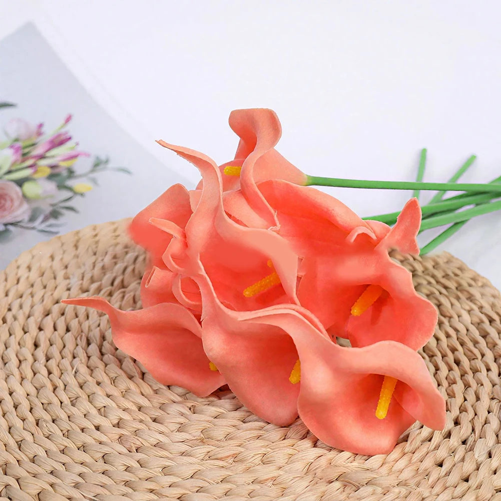 Calla Lily Artificial Bouquet – Wedding & Home Decor Flowers Artificial Flower Bouquet Oasis Select Apricot