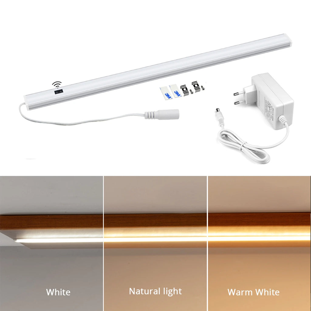 DC12V Aluminium LED Bar Light Hand Scan Sensor Switch 3 Color Temperature Wall Lamp - 30/40/50 Cm Kitchen Closet Lighting Oasis Select