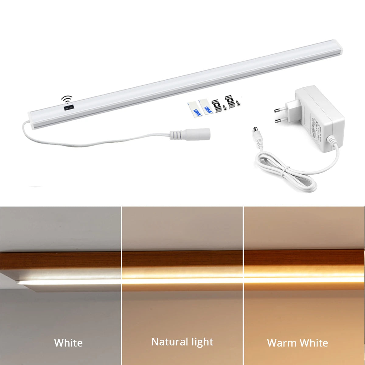 DC12V Aluminium LED Bar Light Hand Scan Sensor Switch 3 Color Temperature Wall Lamp - 30/40/50 Cm Kitchen Closet Lighting Oasis Select