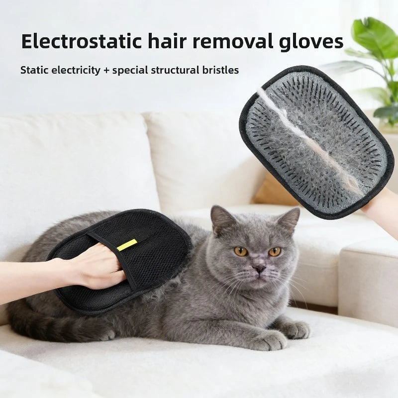 Reusable Double Sided Grooming Glove Pet Hair Removal Tool Static Fur Remover for Cats Dogs Carpets Furniture Cleaning Oasis Select