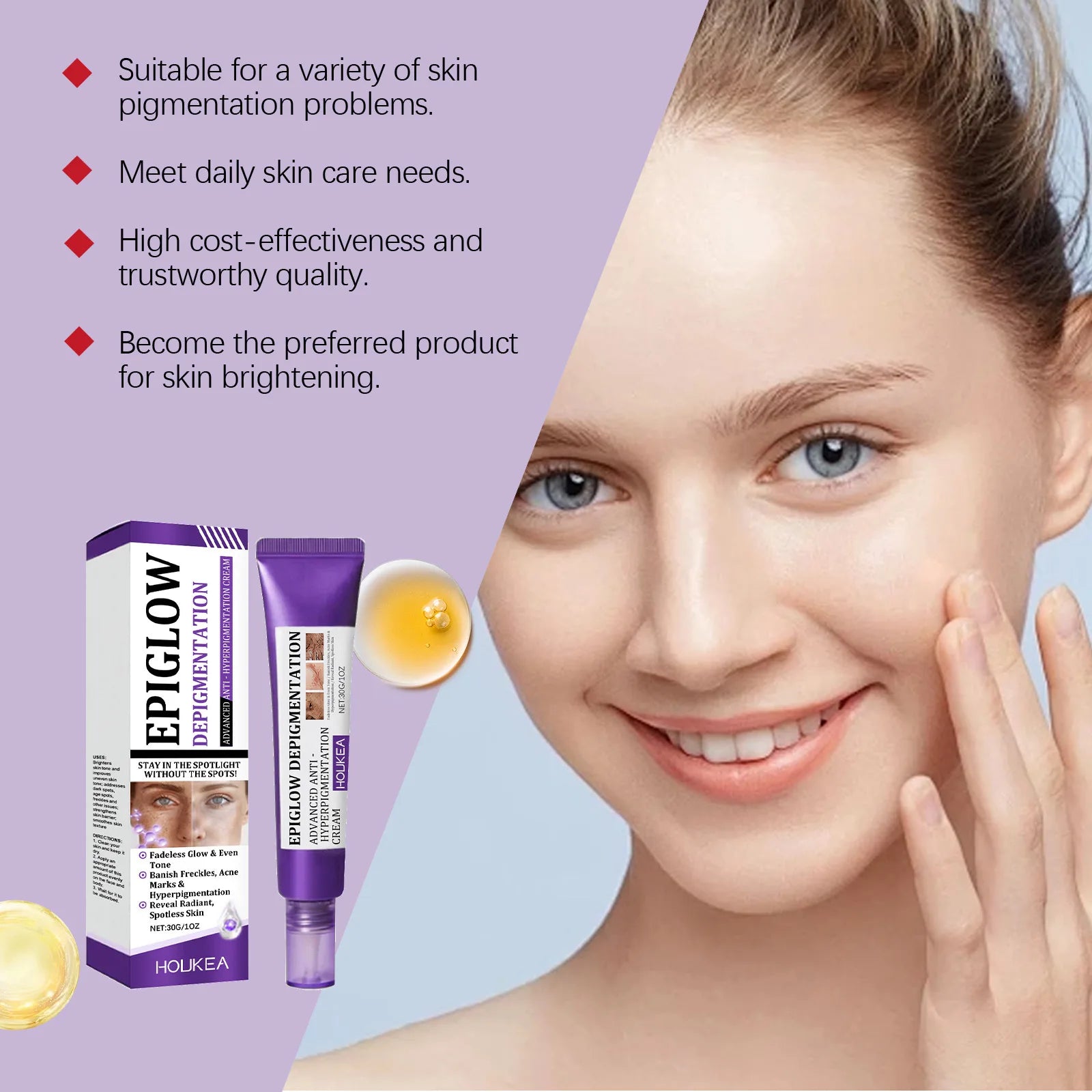 HOUKEA Whitening Freckle Cream – Dark Spots & Melasma Brightening Face Cream Oasis Select