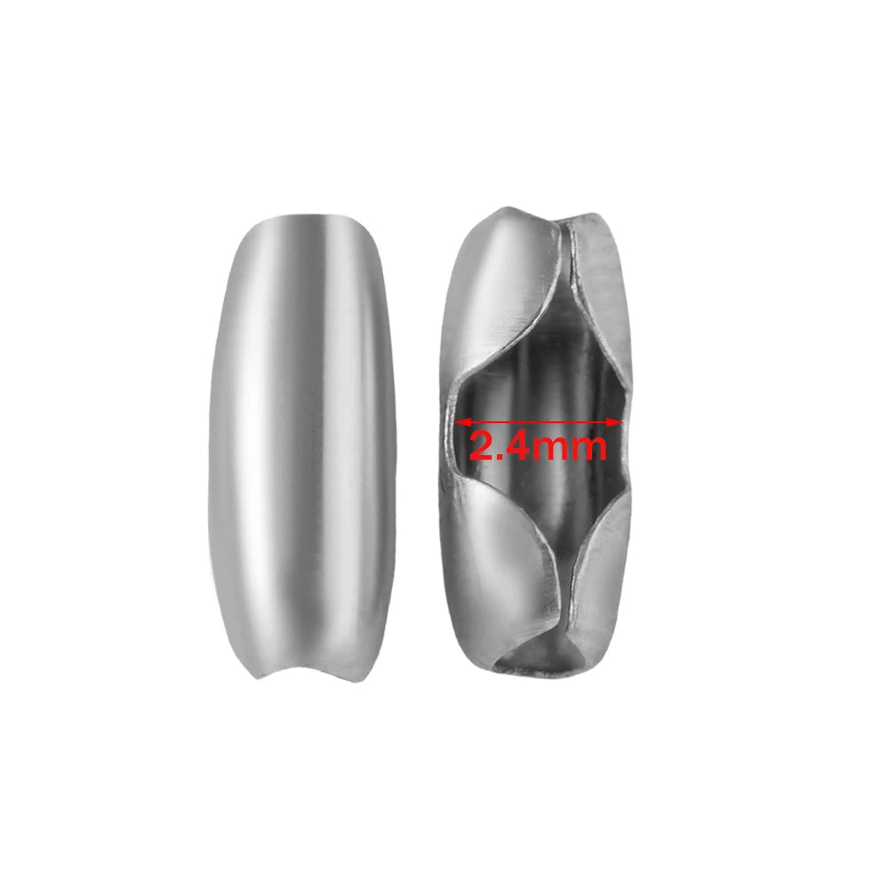 50pcs Silver Tone Stainless Steel Ball Chain Connector Clasps Fits for 1.5/2/2.4/3.2/4mm Beaded Ball Chain Clips Oasis Select Steel 2.4mm