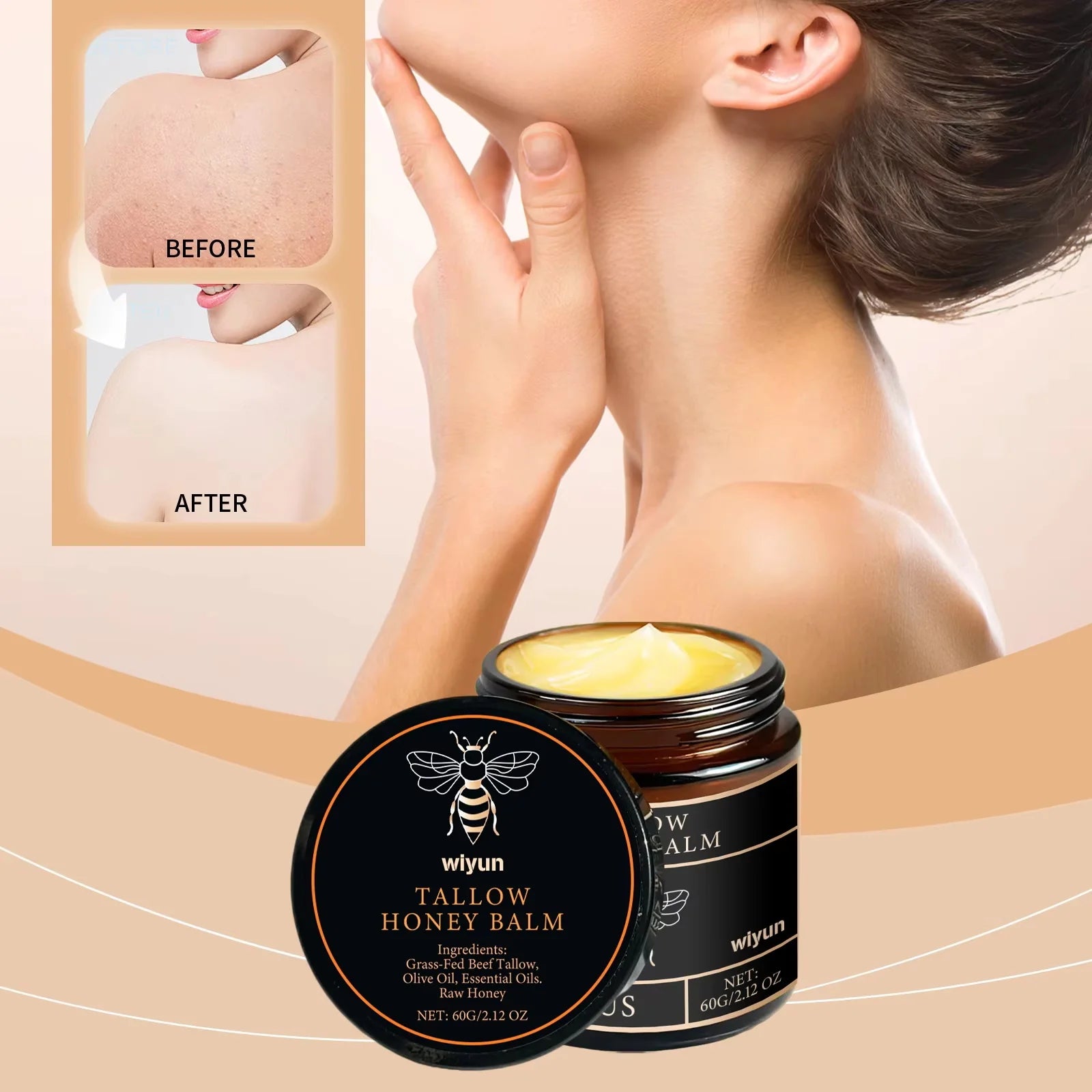 Tallow & Honey Glow Cream – Face & Body Moisturizer 60g Face & Body Cream Oasis Select