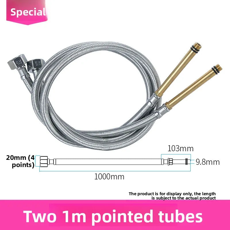 2pcs 1/2'' Stainless Steel Nylon Braided Tube Pipe Hose Silicone Plumbing Thermoresistant Tap Basin Faucet Sink Kitchen Bathroom Oasis Select 100cm 2pcs long