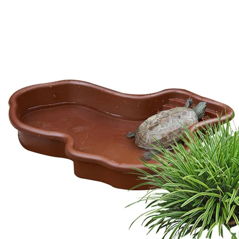 Turtle Feeding Dish Reptile Bathing Pool With Ramp And Basking terrace Aquarium Ornament For Turtle Bearded Dragon Gecko Yard Oasis Select