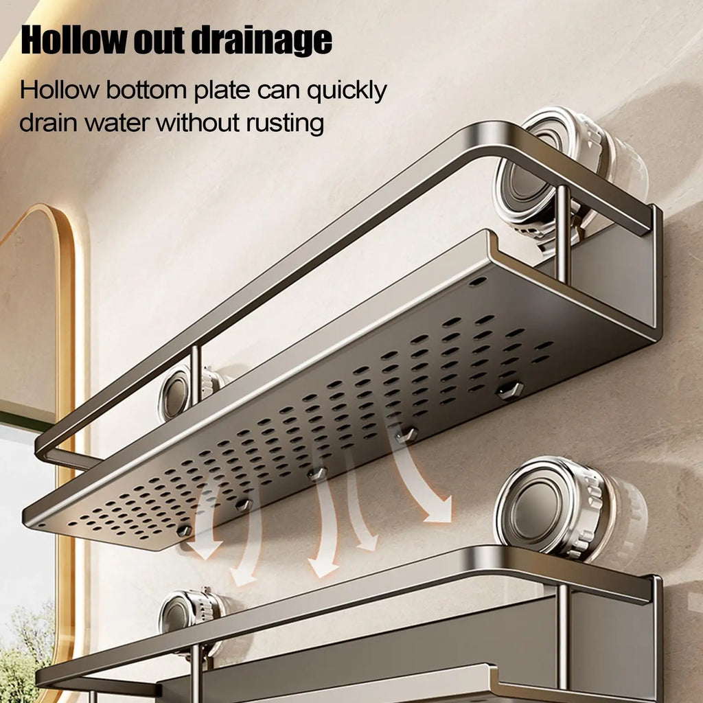 Suction Cup Shower Shelf No Drilling Shelves Wall Storage Space Saving Solution for Apartment Kitchen Restroom Living Room Home Oasis Select