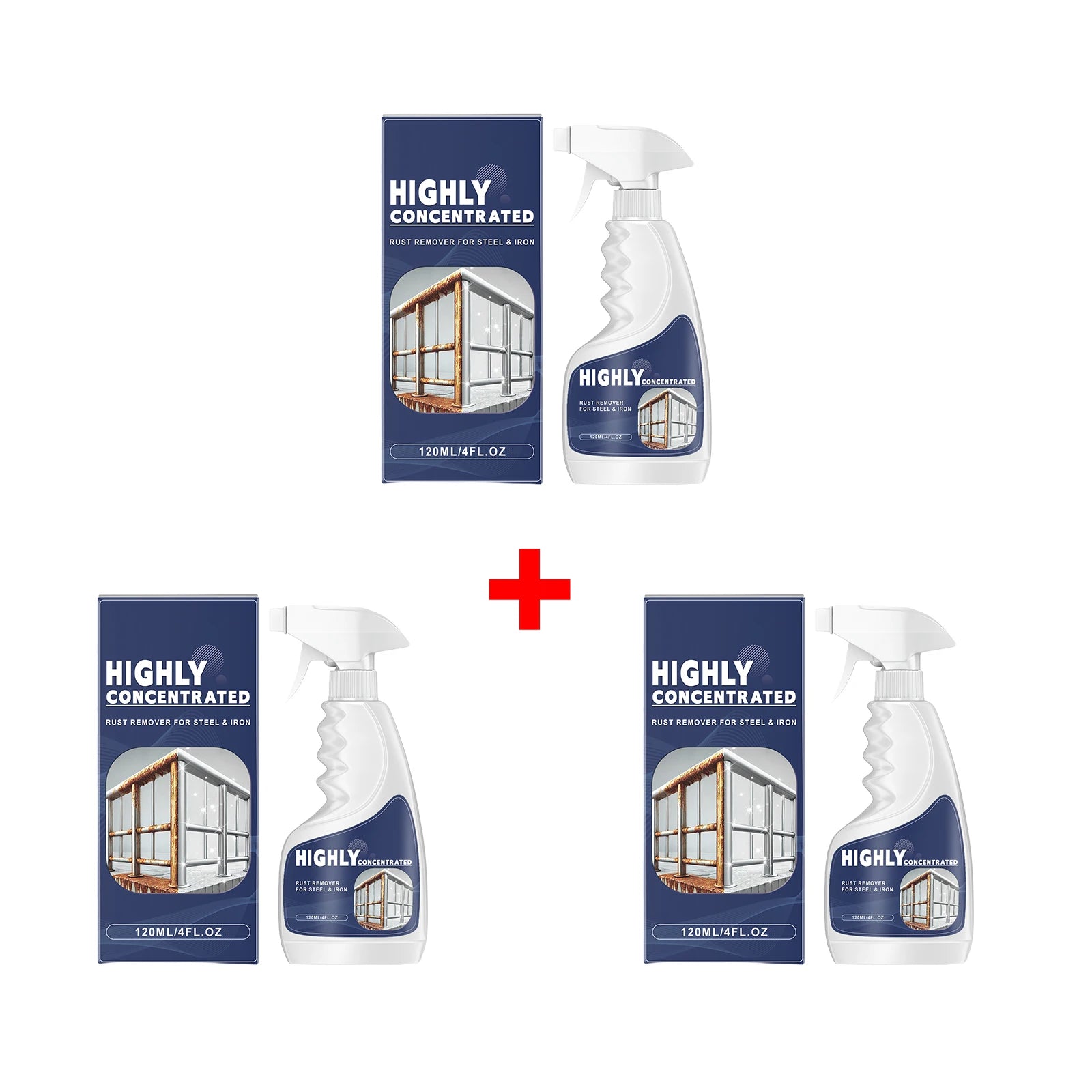 Highly Concentrated Rust Remover Spray Anti-Rust Cleaner for Steel & Iron Restores Shine Hardware and Steel Rust Cleaning Agent Oasis Select 3pcs
