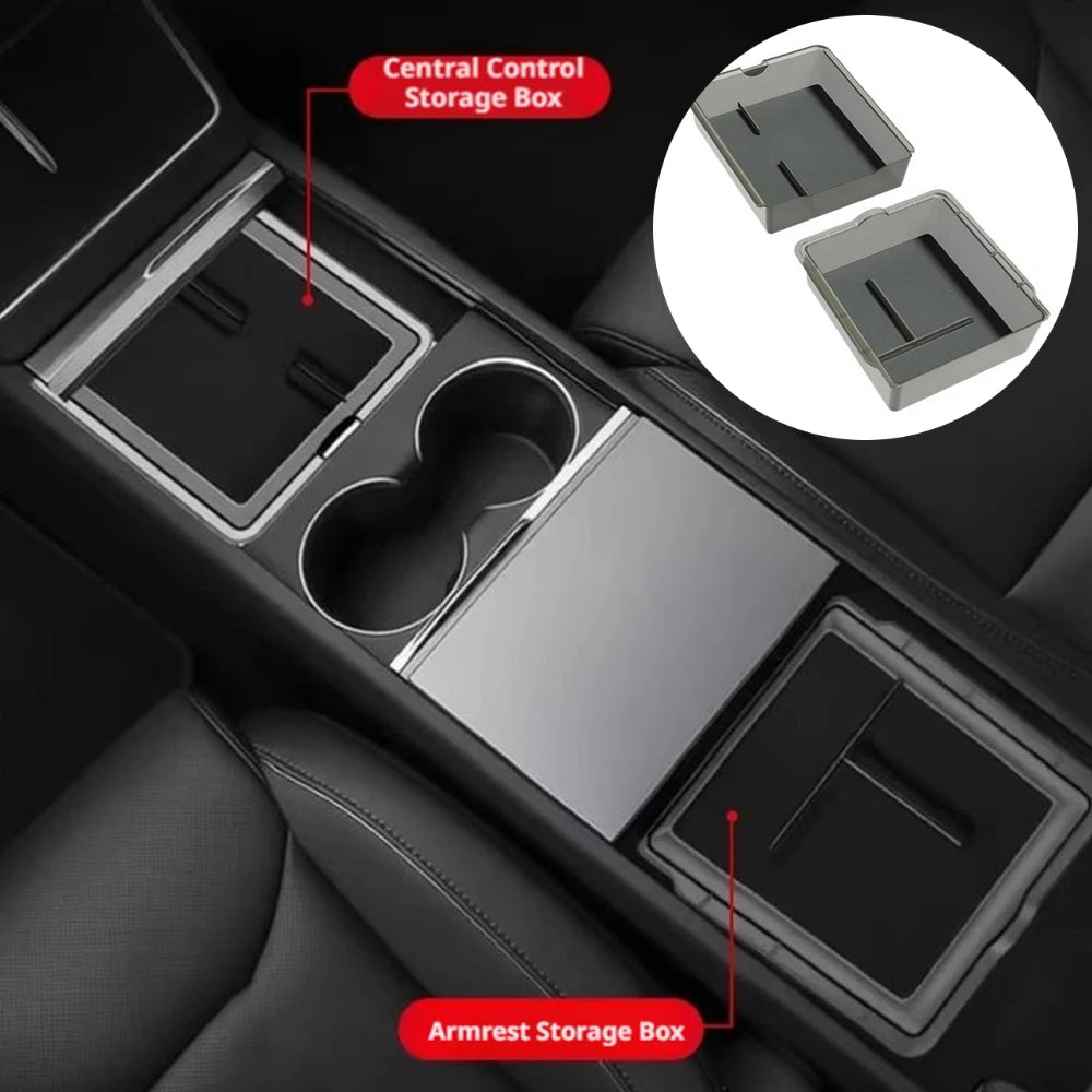 ABS Armrest Box Storage Silicone Mat Center Console Organizer For Tesla Model YL Juniper Console Organizer Box Accessories Oasis Select