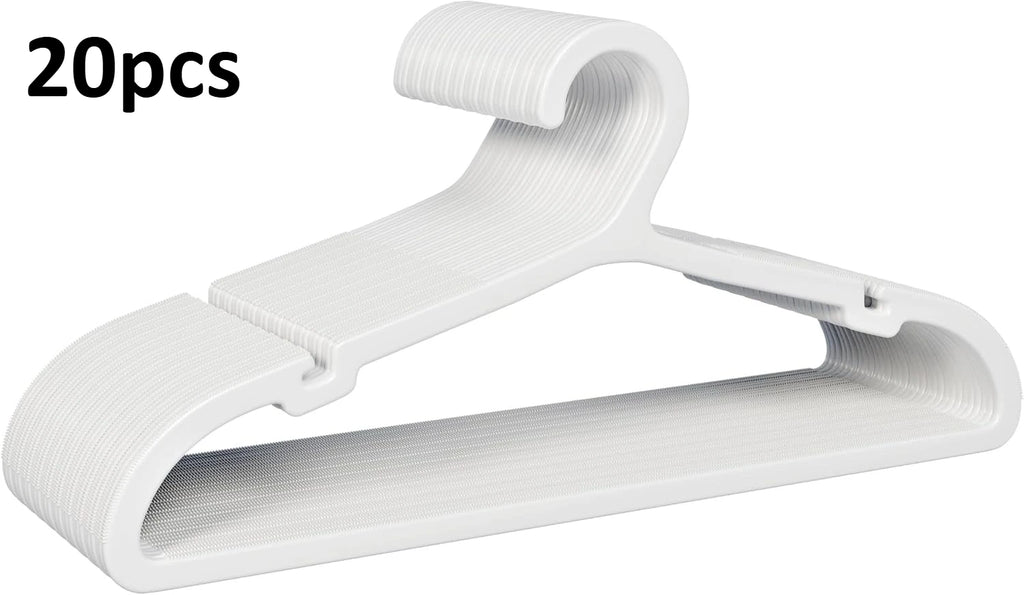 20pcs Clothes Hangers Non Slip, Heavy Duty Plastic Coat Hangers Space Saving, Strong Hangers for Hanging Dry Wet Clothes Rack Oasis Select 20pcs white