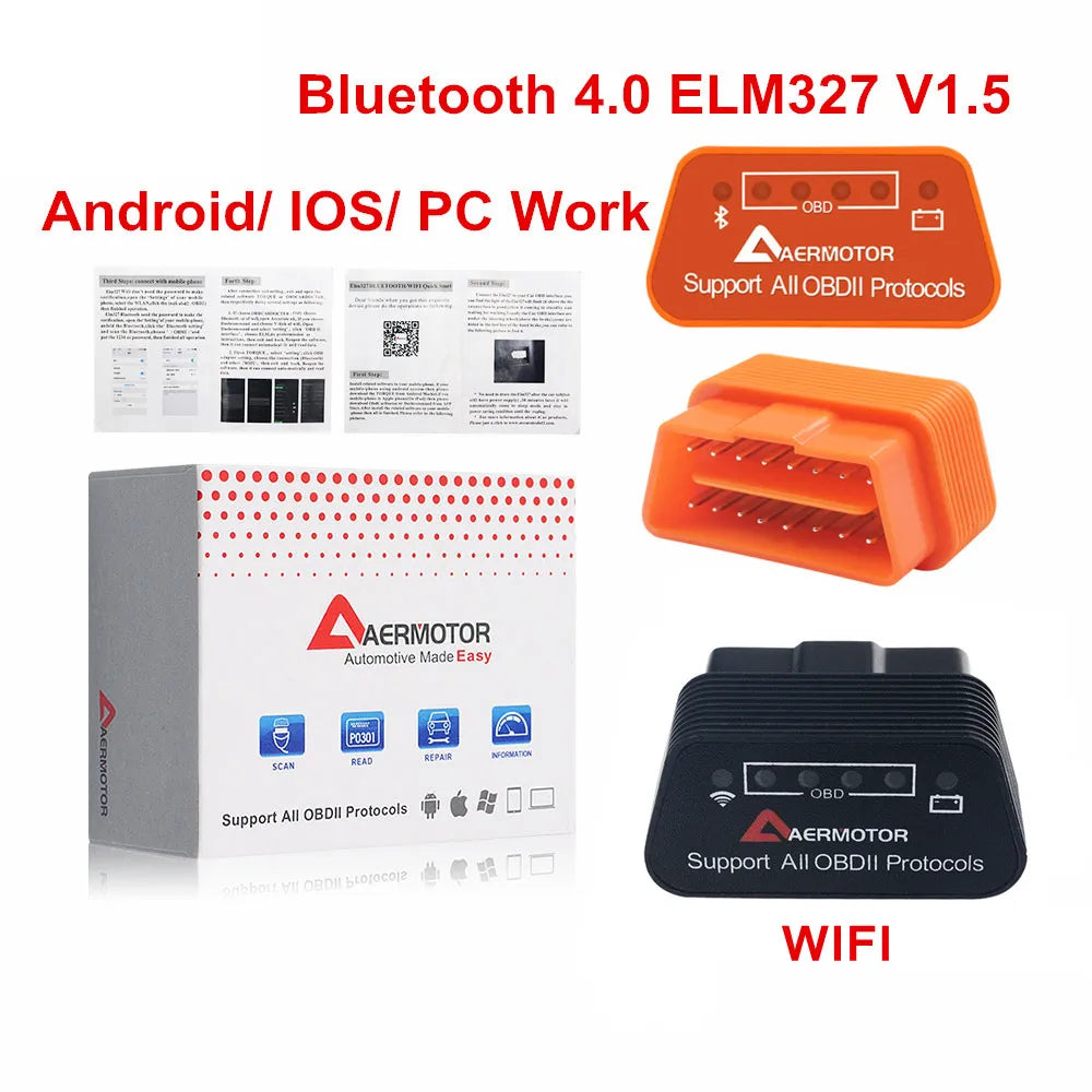 Aermotor ELM327 V1.5 OBD2 Scanner Bluetooth 4.0 WiFi iOS Android OBD2 Diagnostic Scanner Oasis Select