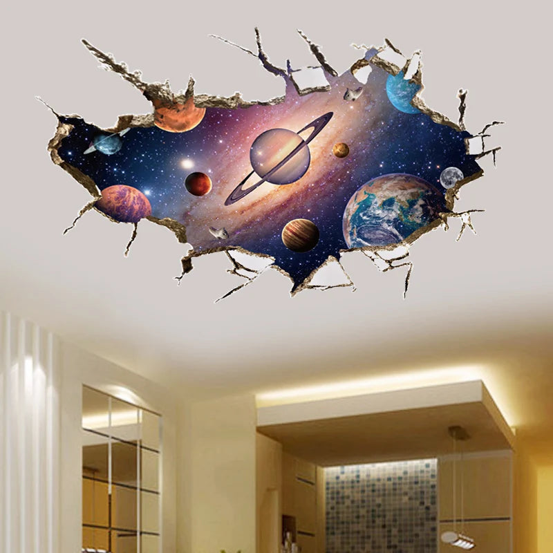 Space 3D three-dimensional wall pasted living room ceiling wall bedroom Creative room decoration wall painting background Oasis Select