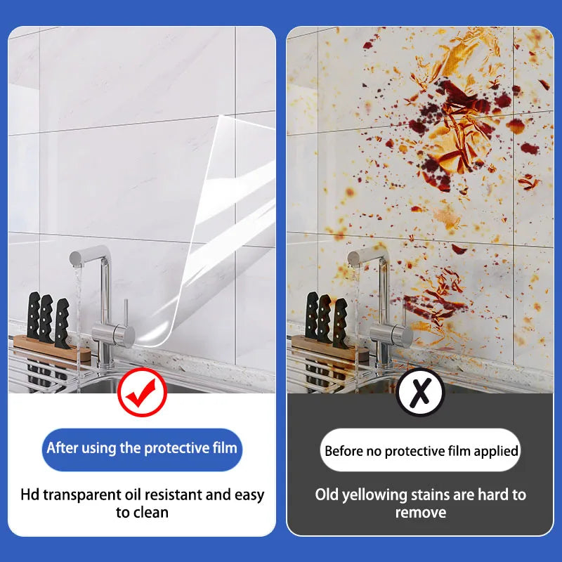 Kitchen Adhesive Wall Wallpaper High Temperature Resistance Oil Pollution Prevention Waterproof Wall Stickers Transparent Home Oasis Select