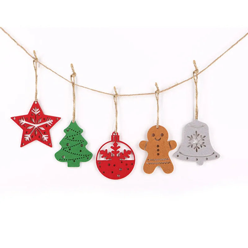 Christmas Gingerbread Man Felt Pendant Christmas Tree Snowflake Christmas Decoration Non-woven Fabric Hanging Decoration Oasis Select