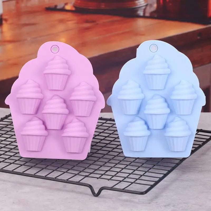6 Cavity Food Grade Silicone Cupcake Molds Non Stick Surface For Home Baking DIY Dessert Candy Making Oasis Select