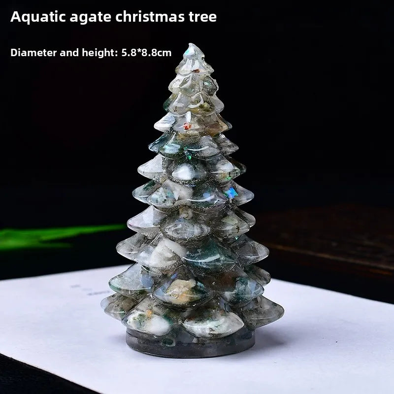 New Natural Crystal Crushed Stone Christmas Tree Resin Decorative Item for Home Desktop Decoration Christmas Display Oasis Select Q 5.8cm x 8.8cm