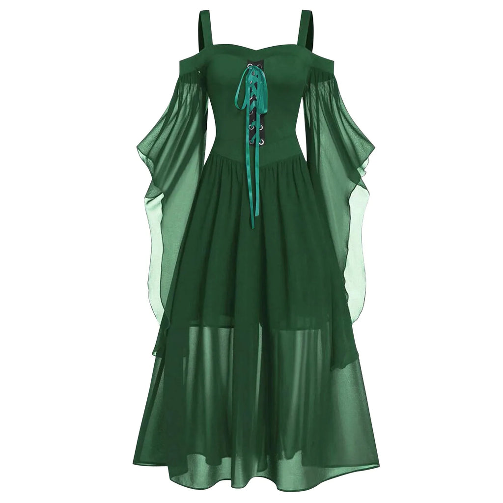 Women's Medieval Witch Gothic Dress | Plus Size Halloween Costume Halloween Costume Dress Oasis Select Green XXXL