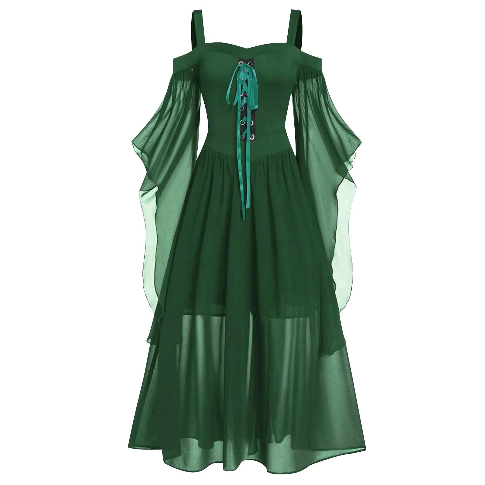 Women's Medieval Witch Gothic Dress | Plus Size Halloween Costume Halloween Costume Dress Oasis Select Green XXXL