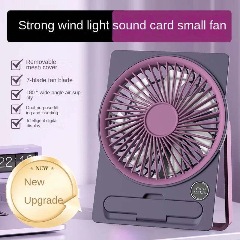 Ultra-thin Desktop Fan Digital Display USB Charging Strong Wind Portable Silent Card Style Fan Dormitory Office Summer Small Fan Oasis Select