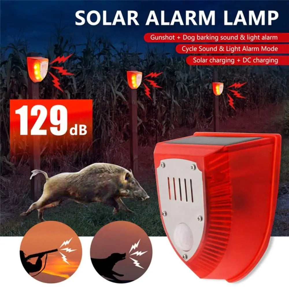Waterproof Solar Alarm Multifunctional Portable Solar Charging Alarm Sound Alarm Animal Deterrent Solar Lamps Garage Security Oasis Select