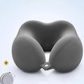 Comfortable U - Shaped Neck Pillow with Pouch - For Travel, Naps, Office, Slow Rebound, Machine - Washable Cover Oasis Select GRAY