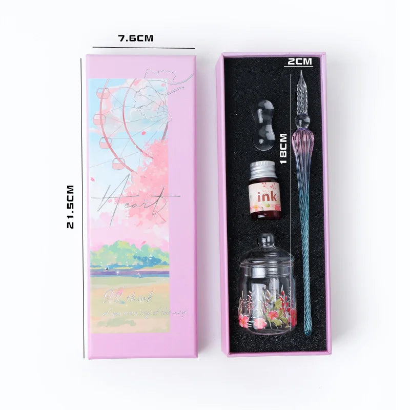 Starry Sky Glass Pen Set Signature Pen Crystal Student Dip Pen Glass Dip Pen Stationery Gift Pen Oasis Select 15