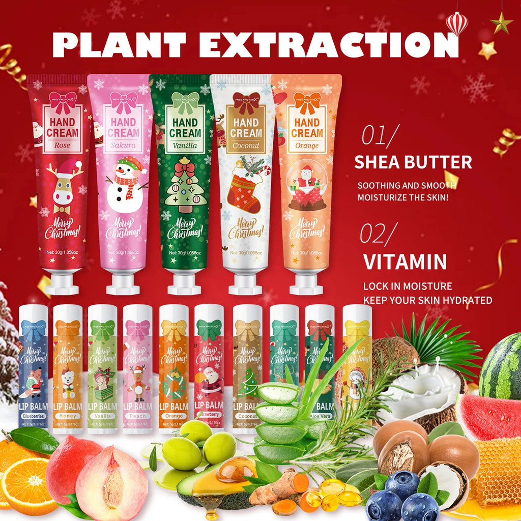 Christmas gift set distribution 120PCS/box in bulk, lip balm in bulk, hand cream in bulk, Christmas cards, gift gauze bags Oasis Select