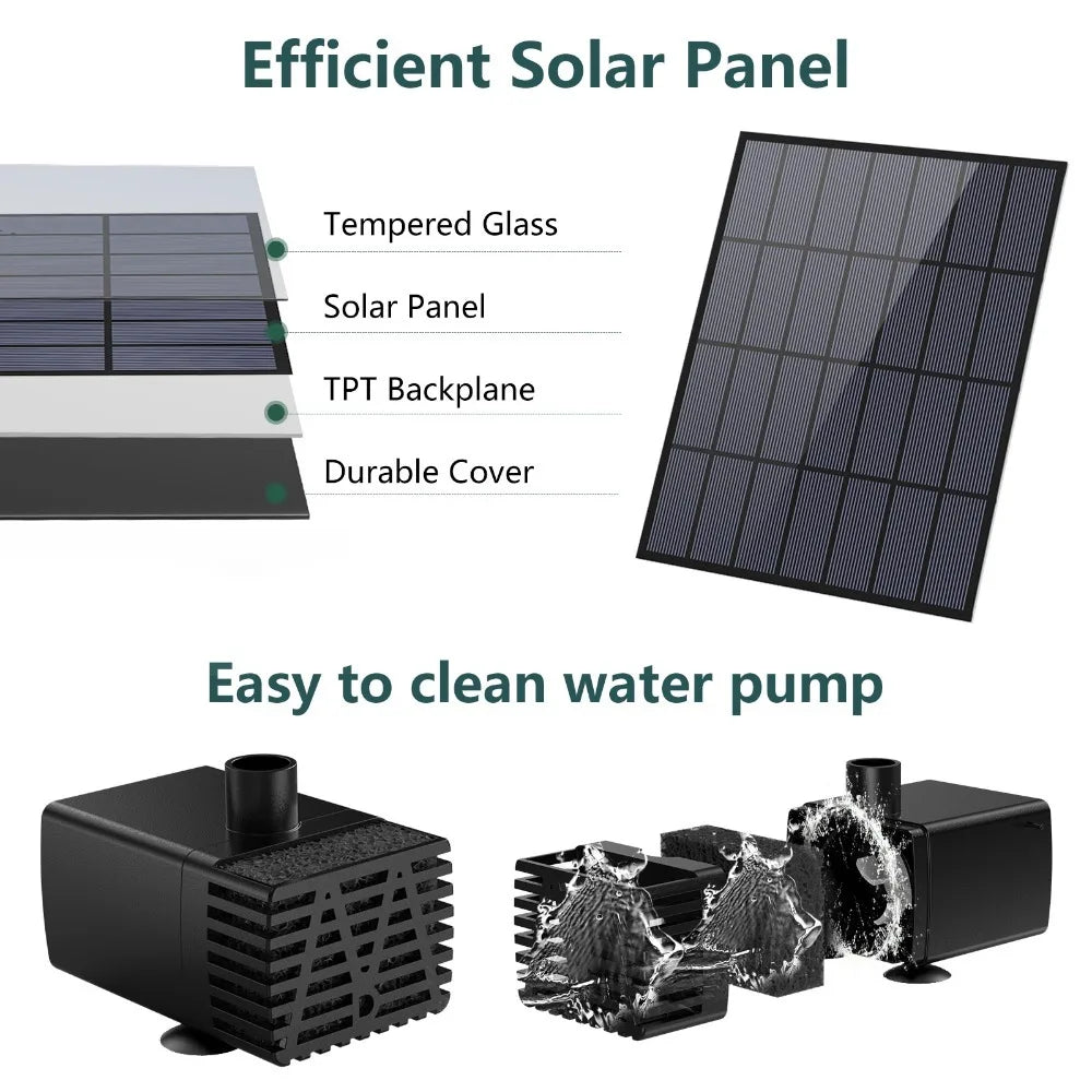 Solar Fountain Pump,DIY 3.5W Water Fountain,with 16 Nozzles Various Water Feature,Rotatable Solar Panel,for Garden/Pond/BirdBath Oasis Select